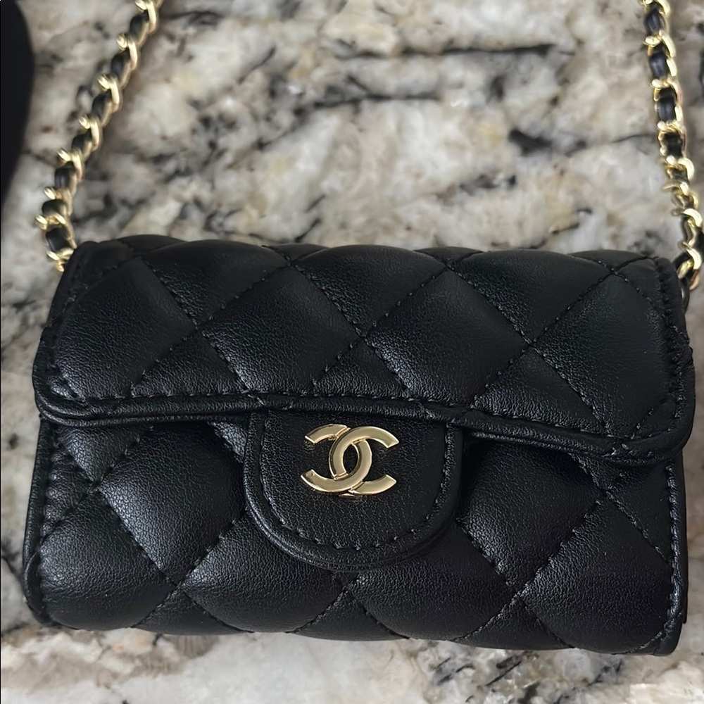 inspired Black Quilted Leather Bag